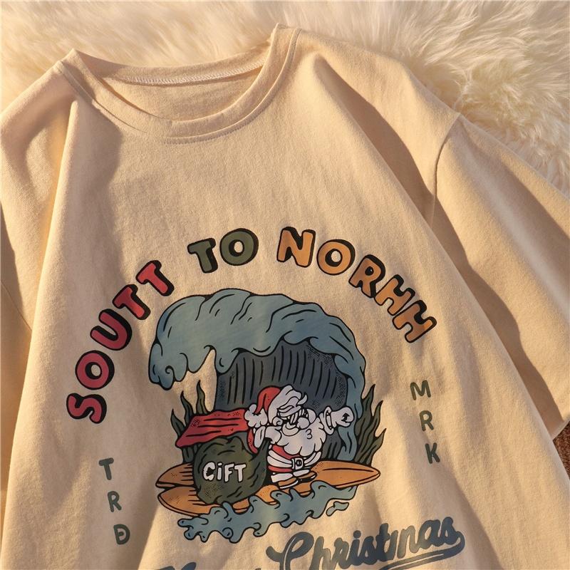 American Sle Loose ort Sve T-irt Women's plus Size Pure Cotton Korean Version Couple's Summer f Sve Cool Top