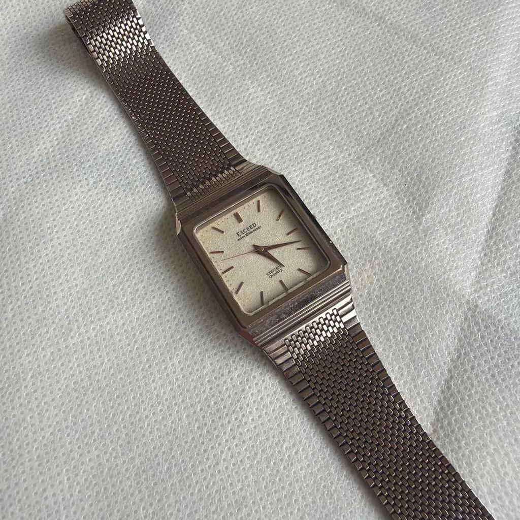 Used CITIZEN EXCEED Quartz Watch Main Body Square "Showa Vintage"