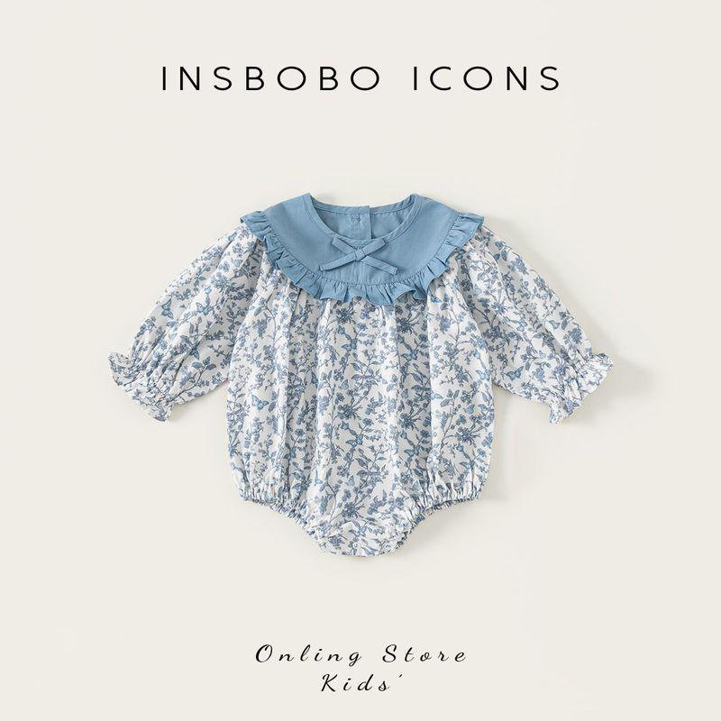 Insbobo Baby Clothes 2026 Spring and Autumn New Style Infant Romper Jumpsuit for Girls Crawling Clothes Spring Outfit Blue 100