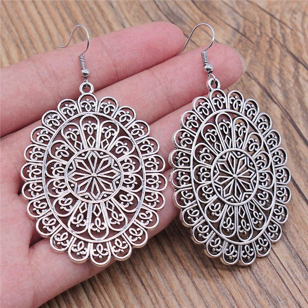 Hängeohrring Pflanze Blume des Lebens Minimalistischer Schmuck Komponenten Ohrringgröße 18x19mm QE020