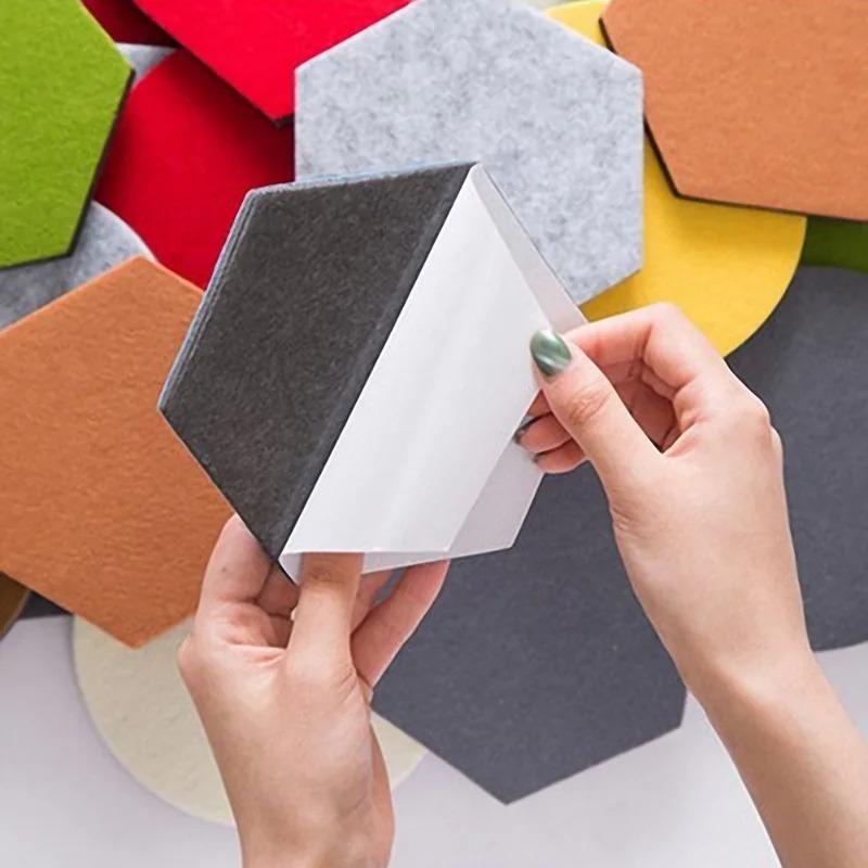 DIY Hexagon Felt Board Wall Sticker Removable Self Adhesive Wall Decorative Home Message Background Board Kids Room Decor