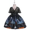 Kids Girls Halloween Costume Ghost  Dress Witch Hat Pumpkin Skull Printed Fancy Dress Up Cosplay Party Outfits