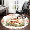 1PC Deer Flowers Non-Slip Floor Round Carpet, Office, Family, Bedroom, Large Area Rug Indoor Rugs,  Durable Polyester-L0396