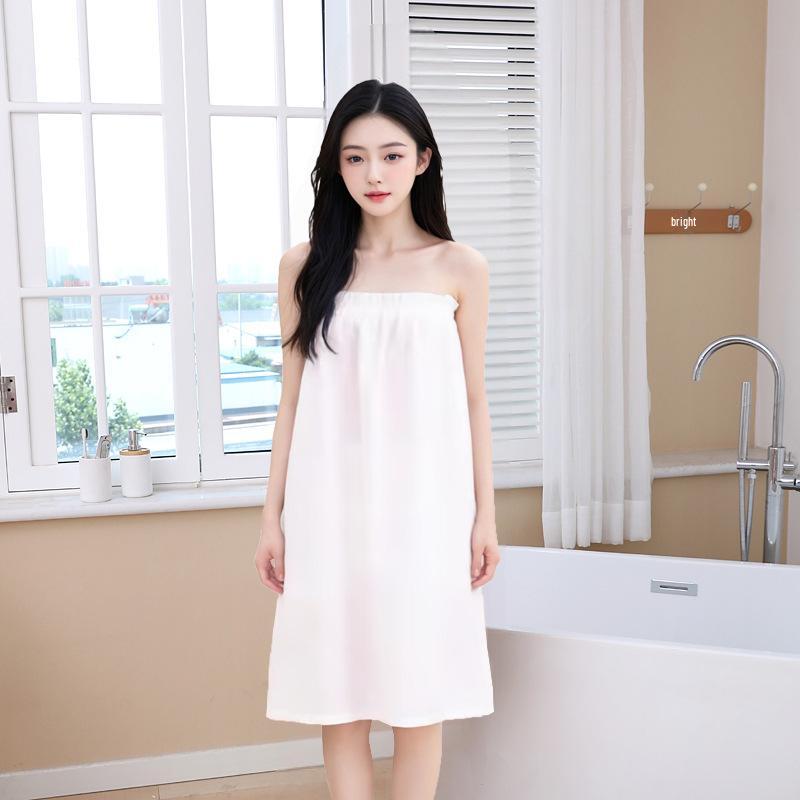 Summer Strapless Quick-Dry Bathrobe for Women - Lightweight, Absorbent Water-Washed Cotton for Home or Salon Use
