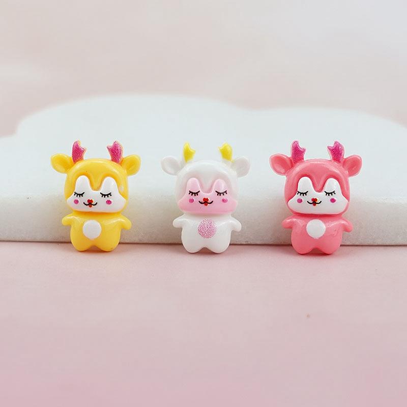 20pcs Colorful Resin Cartoon Deer Animal Flatback Cabochon Scrapbook Craft DIY Accessory Decor Figurine