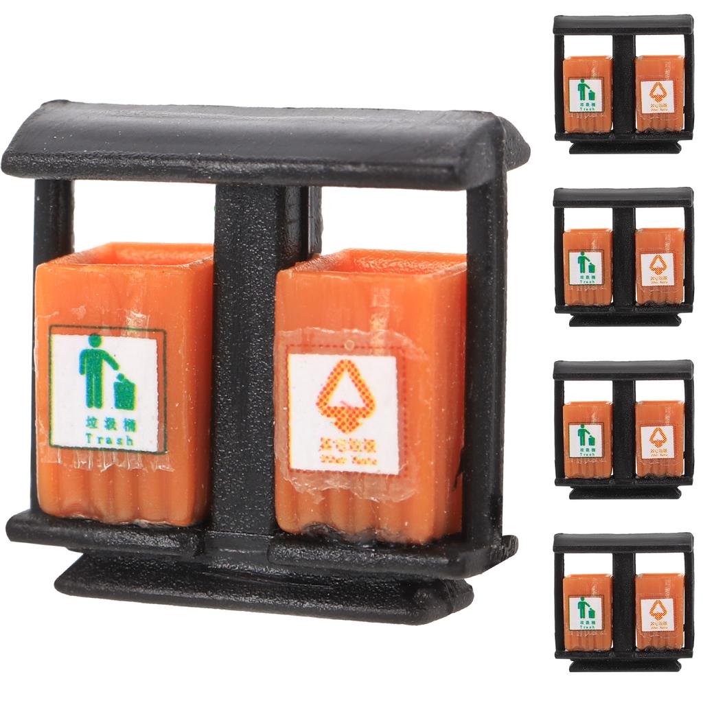 5 Pcs Garbage Can Micro Landscape Wall Light Child Mini Trash Miniature Pail Abs Scene Model