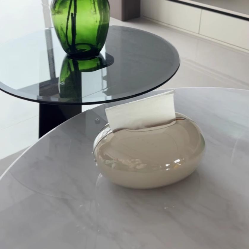 Stylish Tissue Box Cover Holder with Magnetic Pull-Up Design Oval Shape Double Layer Luxury Home Decor