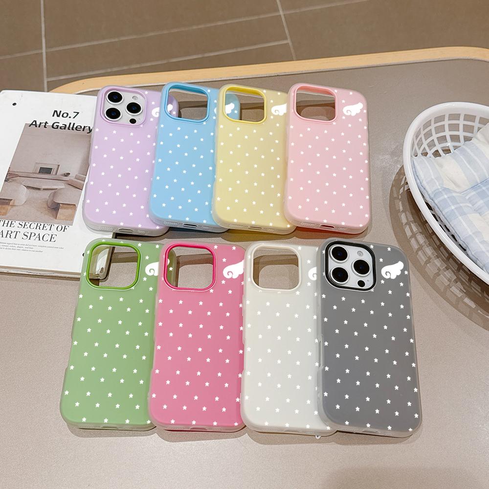 Korean Cute Star Angel Wings Silicone Matte Candy Color 2 In 1 Phone Case for Redmi Note 15 14 13 12 12S 11 10 8 7 Pro 4G 5G