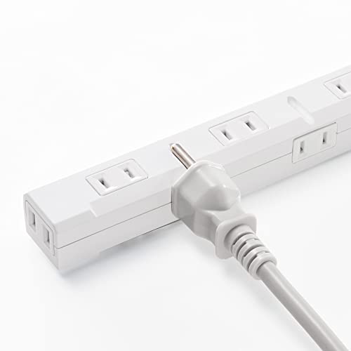 Sanwa Supply Power Strip, 11 Outlets, 2P, 1m, Slim, 180° Flexible Cord, Powerful Neo Magnet, Dust Shutter, Fixing Hook, White, TAP-SLIM11-1W