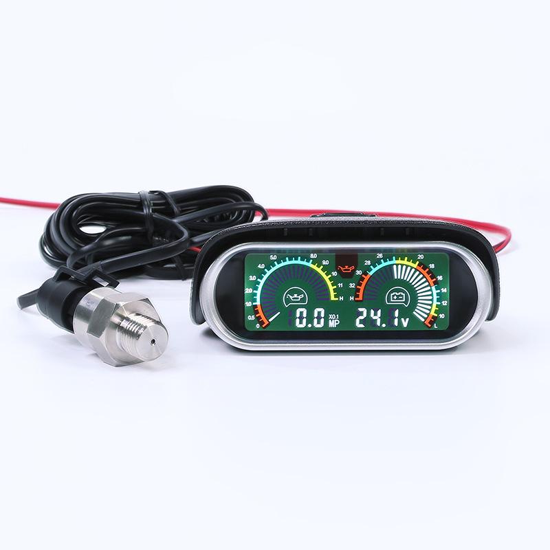 Universal Car LCD Gauge: Engine Oil & Voltage Monitor