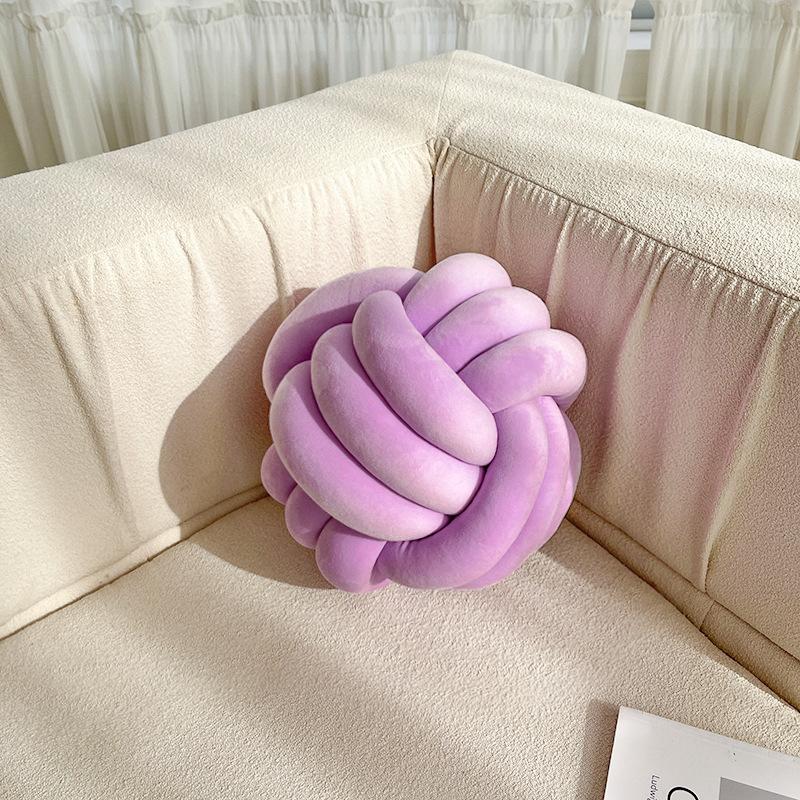 

Мягкая декоративная подушка, подушка с ручным узлом, диван, круглая ручная работа, завязанный шар, автомобильное постельное белье, мягкая подушка, кровать, кресло для гостиной, дом 20X20cm светло-фиолетовый