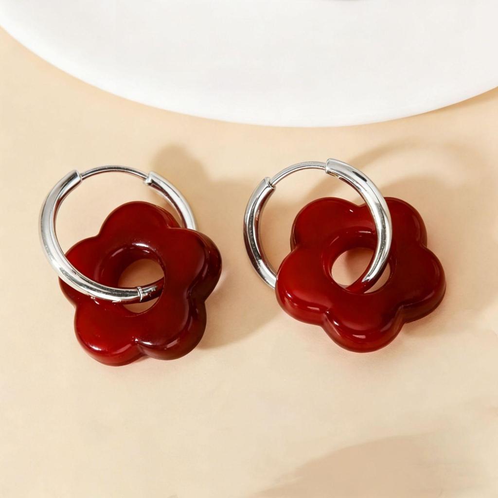 2025 Dopamine-Inspired Enamel Flower Hoop Ear Cuffs - Light Luxury Earrings