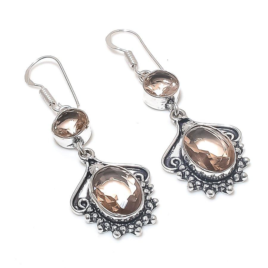 

Морганит Драгоценный камень 925 Стерлинговое серебро Серьга 2,17