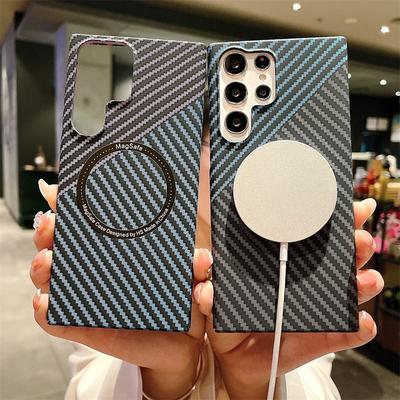 Luksus Carbon Brazed Magnetic Suction trådløst ladede telefondeksel Passer til Samsung S23 22 21 Ultra Plus Z Flip 3/4 Z Fold 3/4 Anti-fall deksel