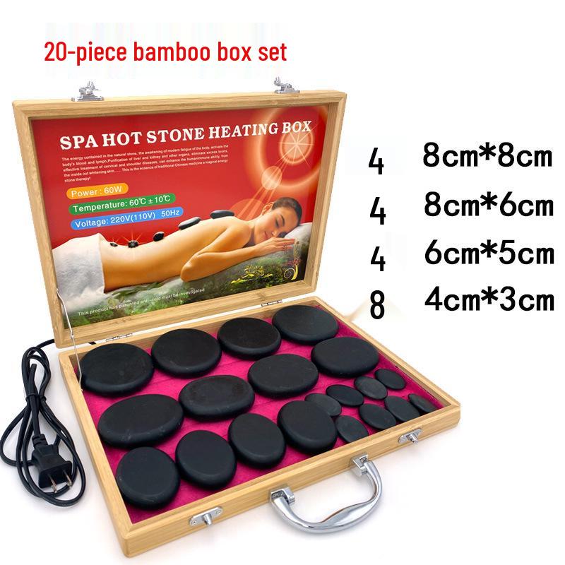 20-Piece Set: Heated Volcanic Stones & Essential Oils for Spa Massage Therapy