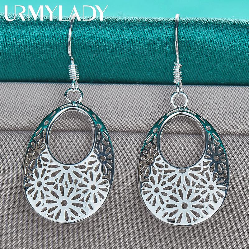 925 Sterling Silver Hollow Flower Earrings For Women Fashion Charm Jewelry Gift