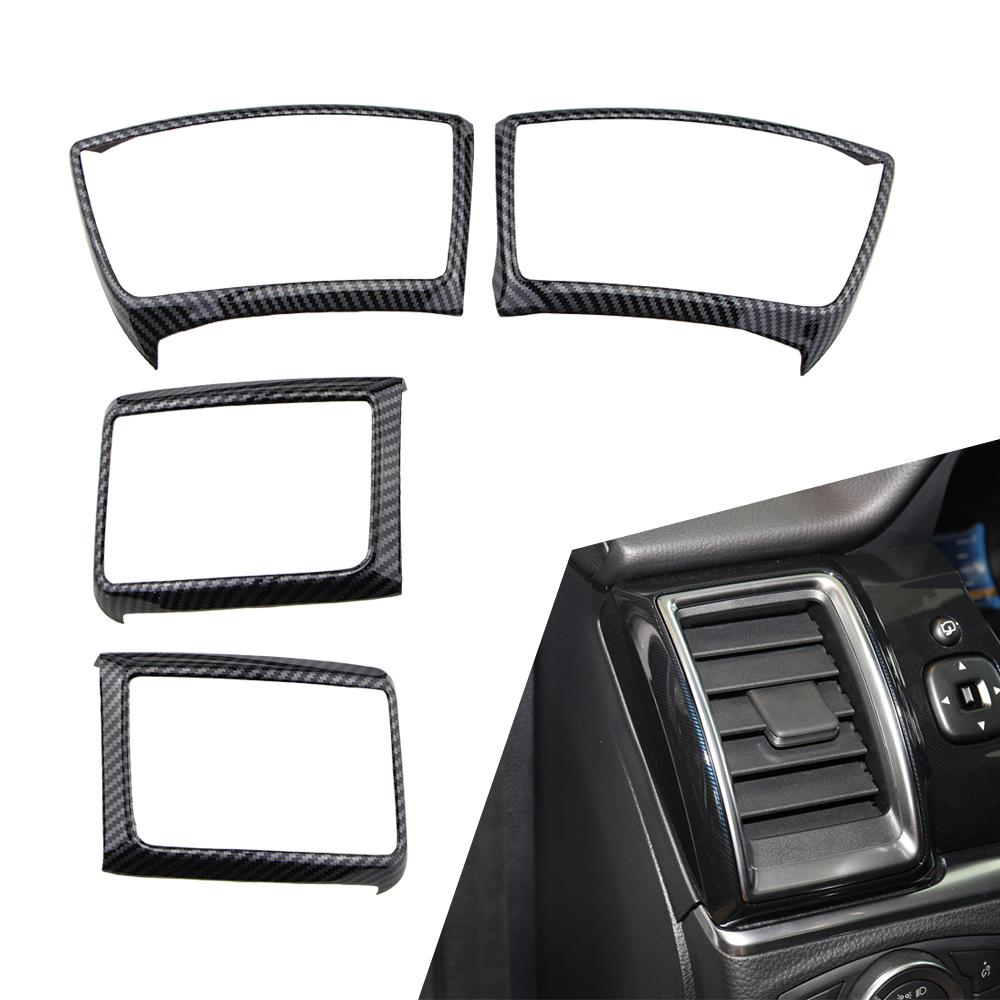 Imitaiton Carbon Fiber Front Air Outlet Frame Cover Trim Car Interior Decorative for Ford RANGER T6 T7 T8 Everest 2015-2020