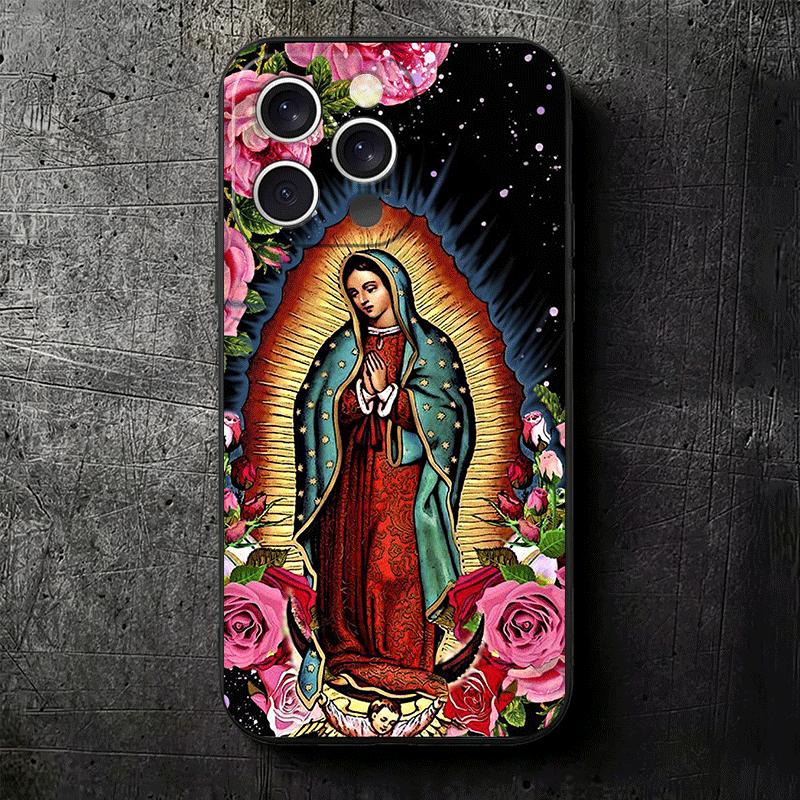 Virgen Mary Virgin De Guadalupe Soft Phone Case for iPhone 16 16E 17 Air 15 Pro Max 14 Plus 13 Mini 11 12 7 Black Cover Back She
