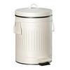 Ivory White Roman Pattern Trash Can with Silent Slow-Close Foot Pedal and Lid