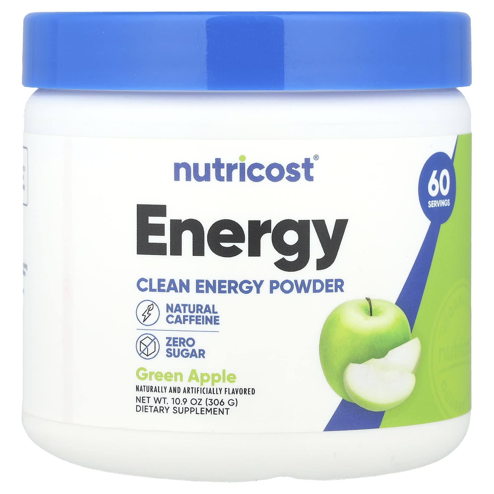 

Nutricost, Energy, Clean Energy Powder, Green Apple, 10.9 oz (306 g)