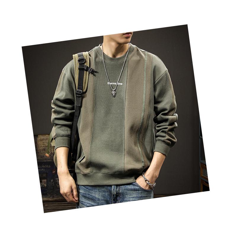 Men's Retro Patchwork Knit Hoodie: Heavyweight, Loose-Fit, Plus Size, Long Sleeve for Autumn & Winter