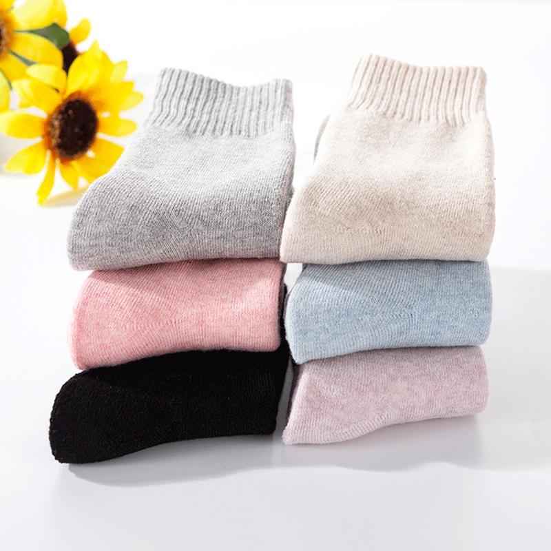 1 Pairs Winter Warm Wool Women Socks Thicken Plush Solid Color Christmas Against Cold Snow Soft Therma Sleep Sock