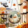 Acrylic Halloween Decoration Suncatcher Jigsaw Puzzle Set, Spooky Ghost Floral Meadow Window Hanging Ornament with Metal Lightweight Frame