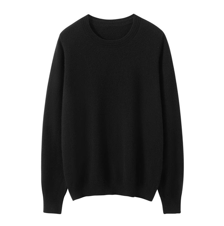 Women's 100% Pure Cashmere Round Neck Sweater - Loose Fit, Solid Color, Long Sleeve, Autumn/Winter Base Layer (170G)