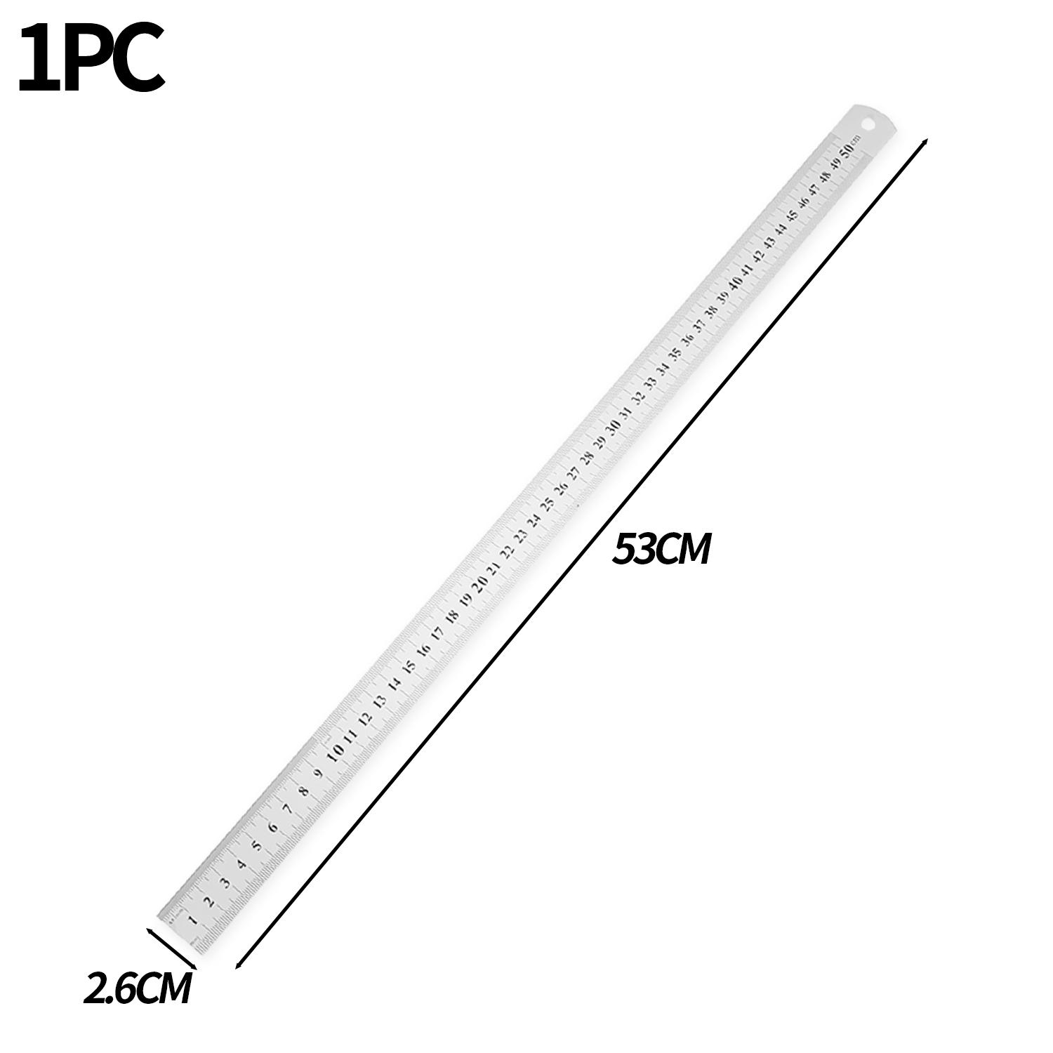 

Металлическая линейка из нержавеющей стали, прямая, двусторонняя, прецизионный измерительный инструмент, метрическая линейка 50 см, для рисования своими руками, шкала в сантиметрах и дюймах