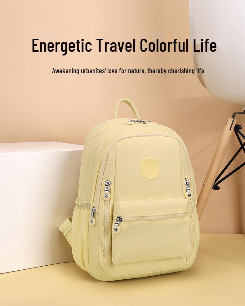 Large Capacity Unisex Nylon Backpack - Solid Color, Casual Outdoor Student Bookbag