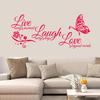 Live Love Laugh Butterfly Hollow-Out Wall Sticker for Bedroom & Living Room