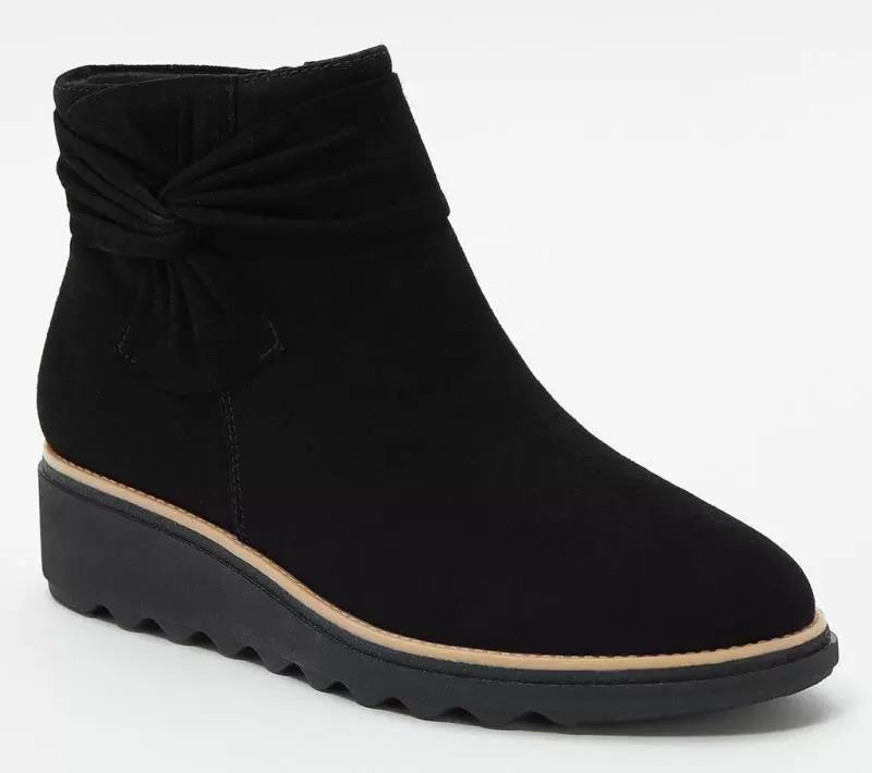 Winter Short Boots Side Zipper Bowties Ladies Boot Female Footwear Women's Autumn Boots Mid Heel Wedges Shoes