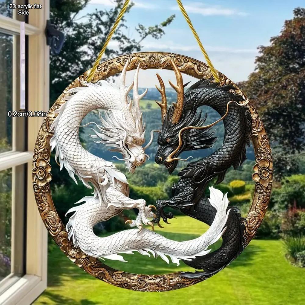 Fantastical Yin Yang Animal Light Catcher Round Acrylic, Novelty Home Decor, Perfect Durable for Bedroom, Store, Office, Kitchen, for Wall Decoration