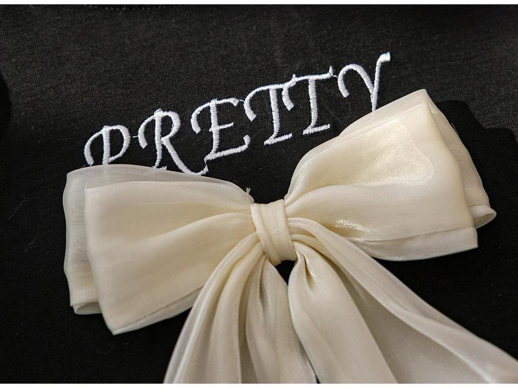 Dívčí mikina s mašlí v korejském stylu na jaro/podzim 2024 - Módní pulovr