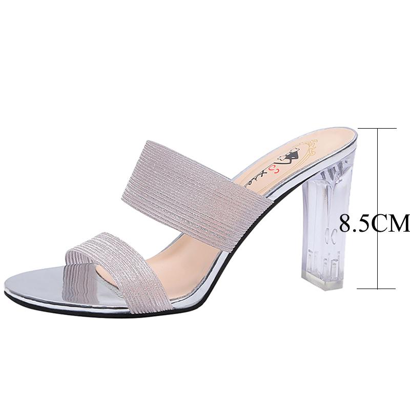 Мода Rimocy блестящие розовые босоножки на высоком каблуке сексуальные прозрачные туфли — фото 8