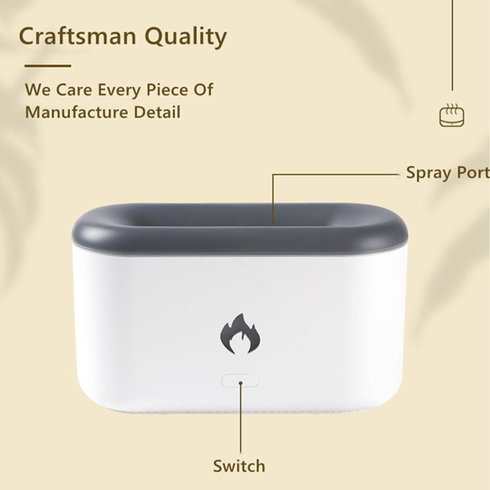 XF06 Simulation Flame Light USB Humidifier Home Desktop Aromatherapy Mist Diffuser