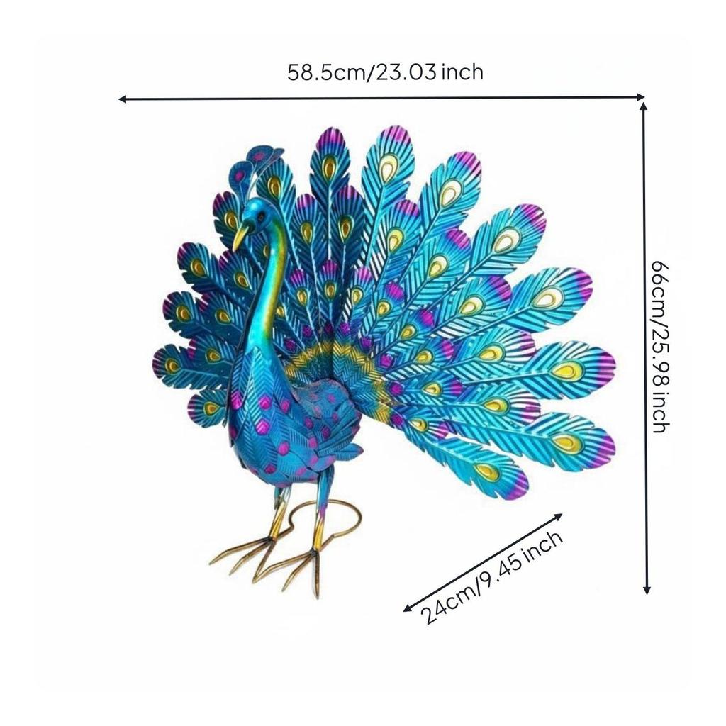 Metal Peacock Statue Weather-Resistant Avian Garden Sculpture