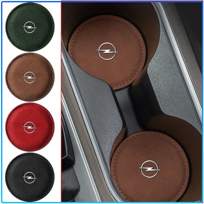 1Pcs Car Emblem Cup Holder Pad PU Leather Slot Non-slip Coaster Mat For Opel Crosa D Astra H Insignia Astra J Zafira B Mokkaastra Vivaro Astra G