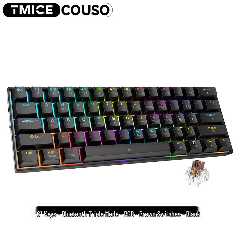 Custom Blue Switch Mechanical Keyboard - 68-Key Wired Office & Gaming with Side-Printed Keys