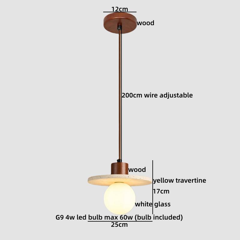 IWHD Wabi Sabi Stil LED Pendelleuchte Möbel Wohnzimmer Schlafzimmer Zubehör Gelber Travertin Hängeleuchte Hängeleuchte