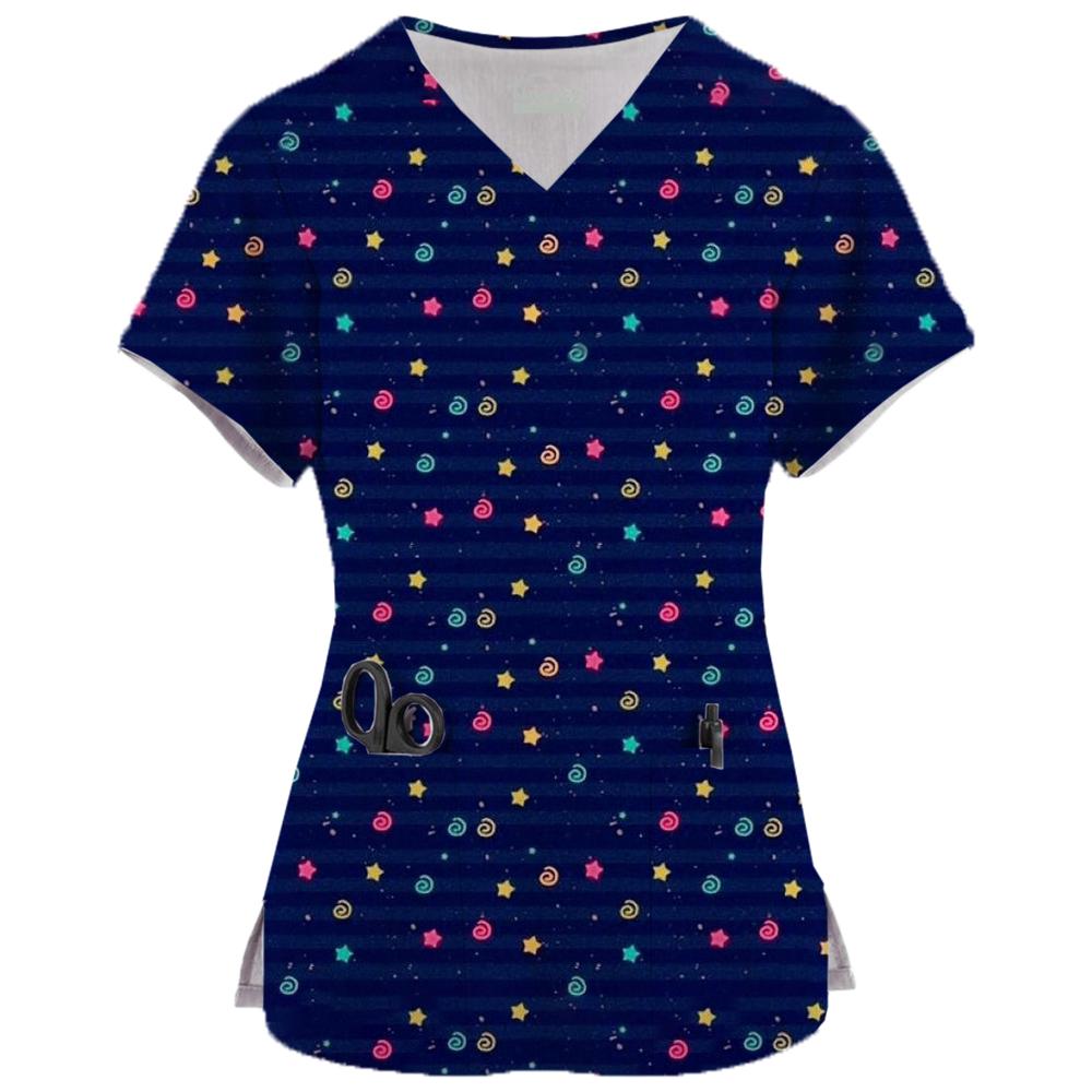 Φορέματα Σπα με Κινούμενα Σχέδια Μπλούζες Ομορφιάς και Υγείας Επαγγελματική Στολή Κομμωτηρίου Γυναικεία Μπλουζάκια