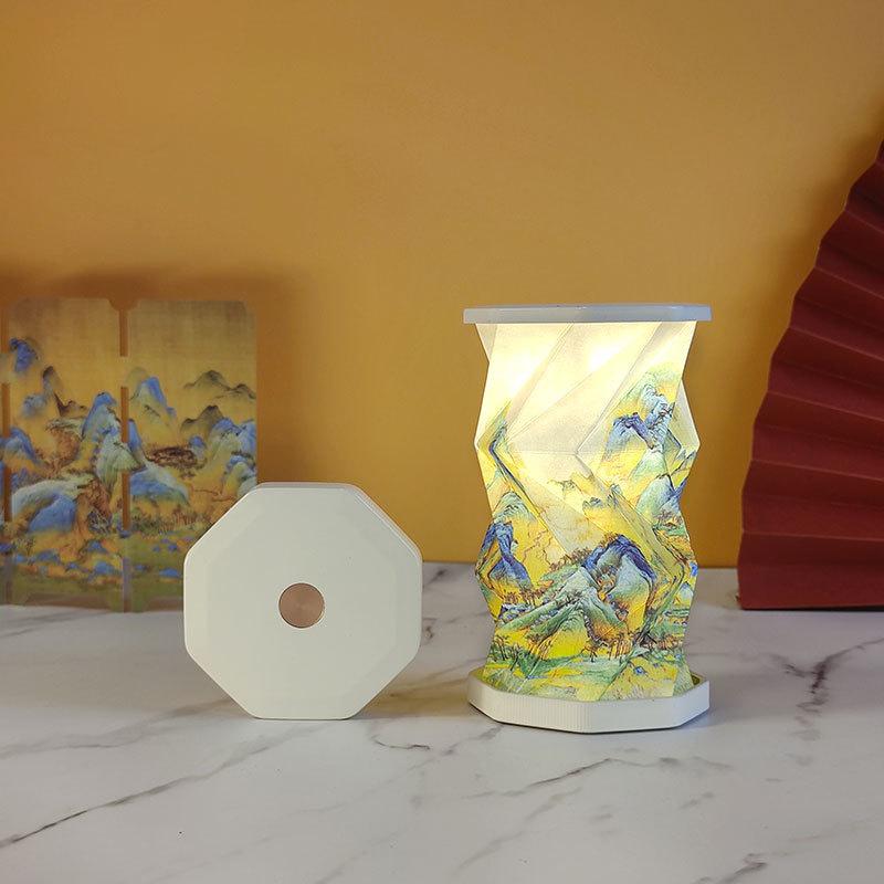 Folding Desk Light Mini Paper Lantern Portable Table Lamp Rechargeable Dimmable Night Light for Living Room Bedroom Decor Gift