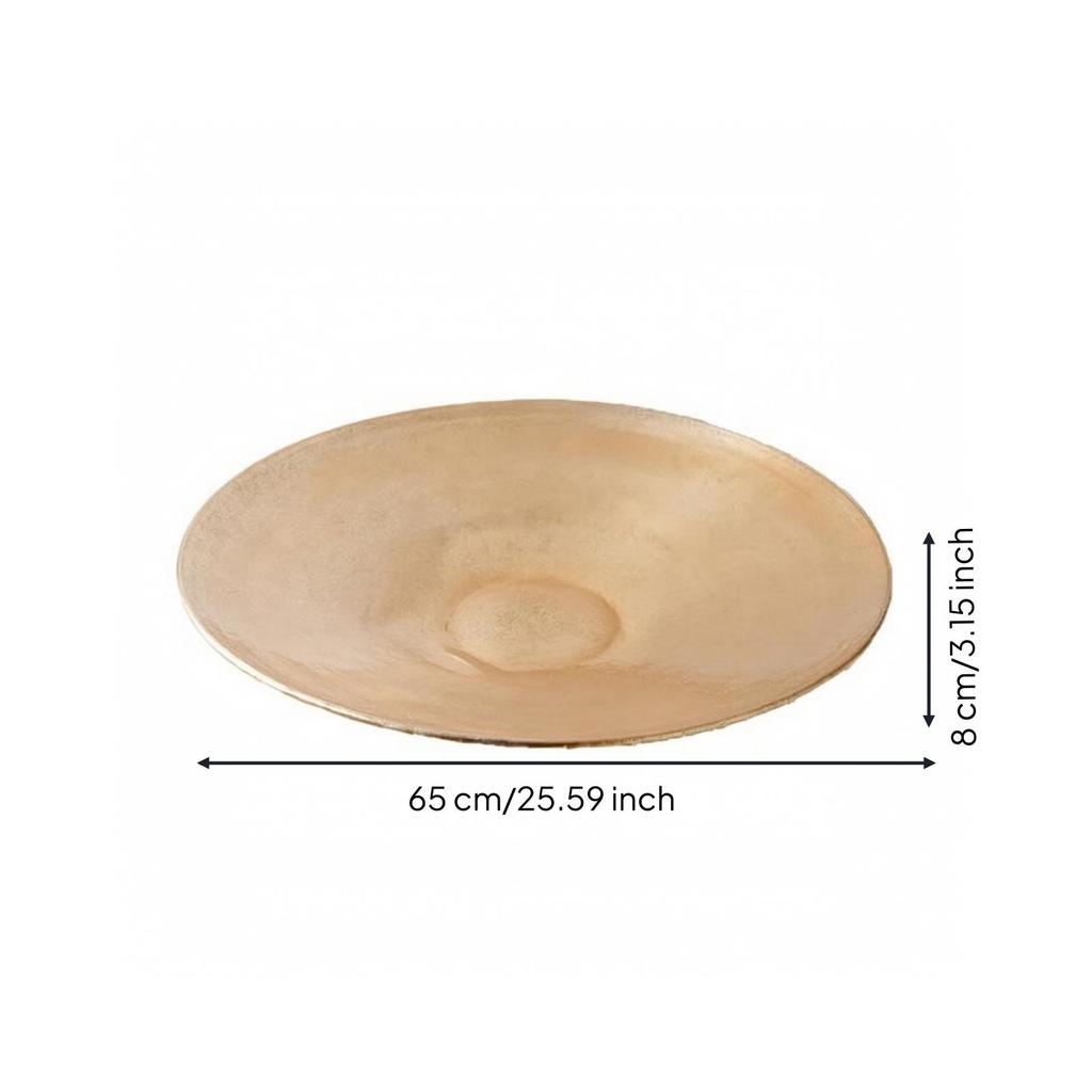 Antique Gold-Tone Round Tray Sturdy Aluminum Long-Lasting for Coffee Table
