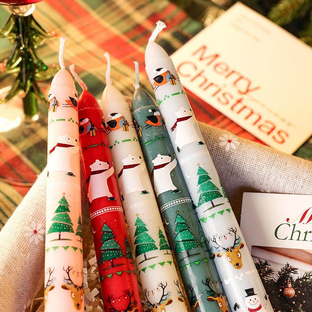 2pcs Christmas 25cm Banquet Candle Decoration Candlelight Dinner Christmas Decoration Long Pole Wedding Candle Wholesale