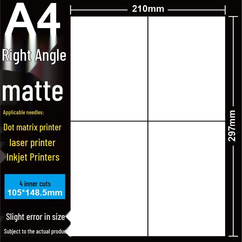 A4 Matte Self-Adhesive Printing Paper - 100 Sheets