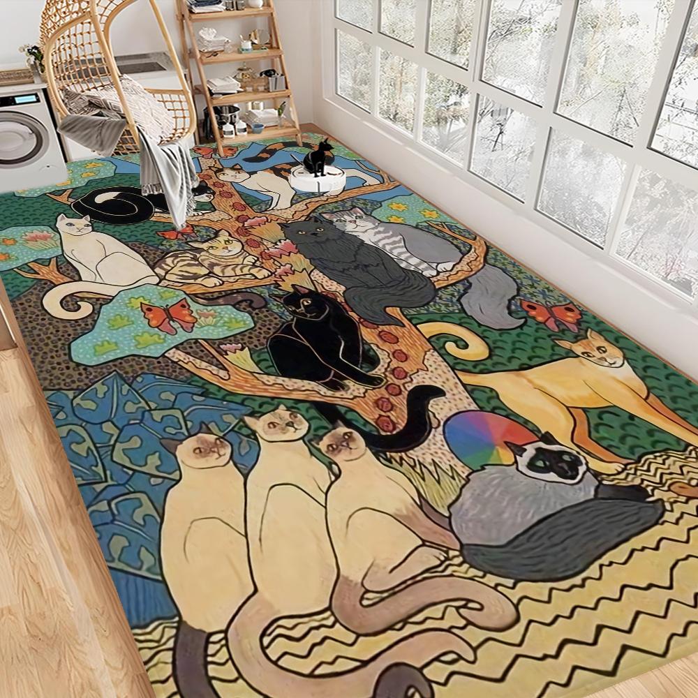 Cartoon cat pattern Floor Mat Rectangle Anti-slip Home Soft Badmat Front Door Indoor Outdoor Mat Welcome Doormat
