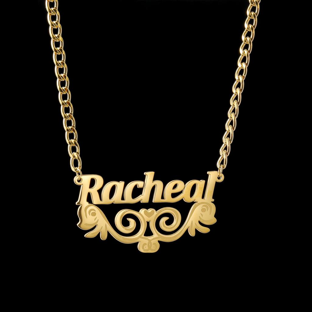 Atoztide Personalized Custom Name Necklace for Women Stainless Steel Nameplate Wing Heart Choker Cuban Chain Jewelry Gifts