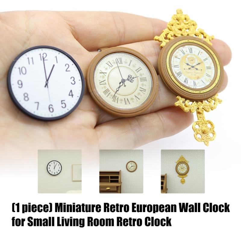 Portable Miniature Retro European Wall Clock For Dollhouses Use ABS Lightweight Design