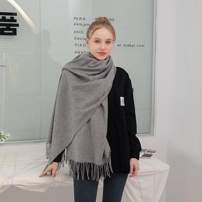 Cachecol para Mulheres Outono e Inverno Quente Espessado Lã Imitação Caxemira Cachecol Inverno Combinação Total Xale Masculino Cachecol Cor Sólida
