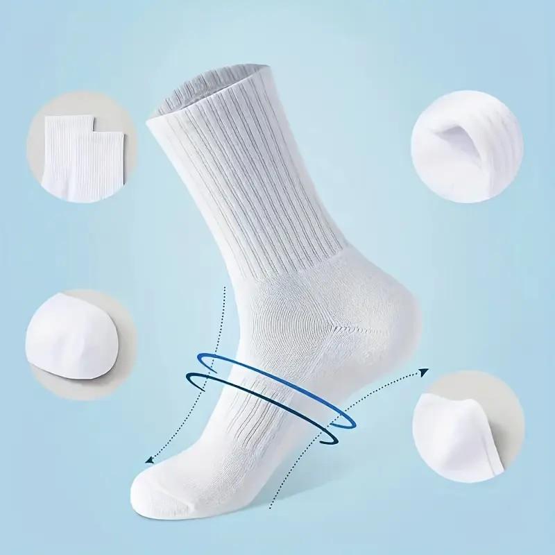 5/10/20 Pairs Neutral Solid Color Round Neck Socks Spring Summer Sweat Absorbing Breathable Soft Comfortable Couple Sports Socks